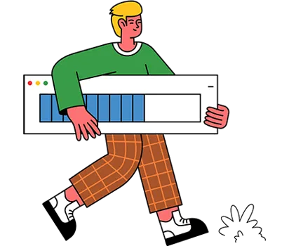 Illustration of a guy caring a loading screen