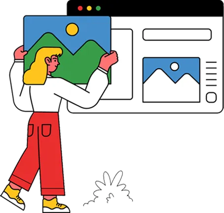 Illustration of a person making a website