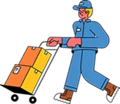 Illustration of a guy delivering a package